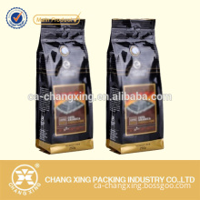 Aluminum flat bottom box coffee bag with zipper, quad seal coffee bag with zipper